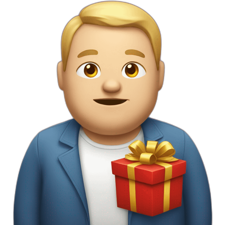 Fat man holding a gift emoji