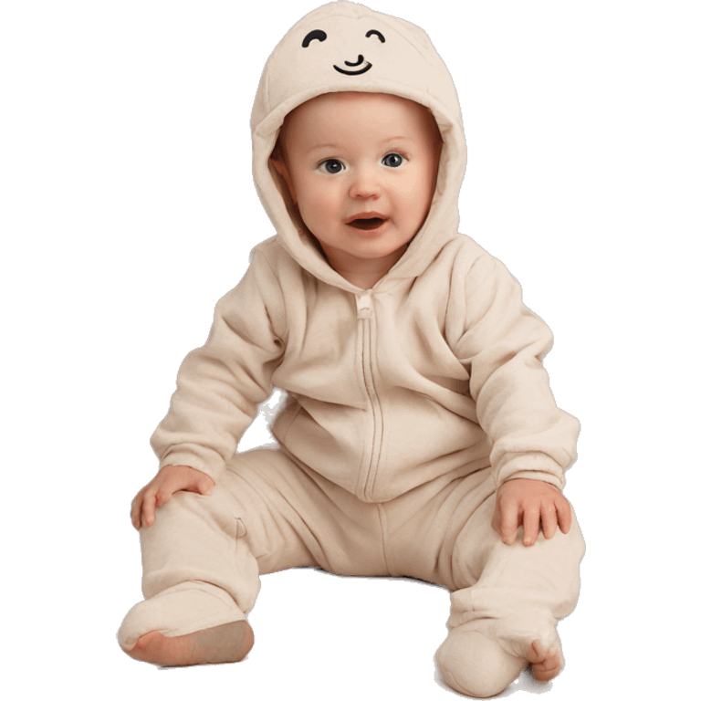 newborn jumpsuit beige emoji