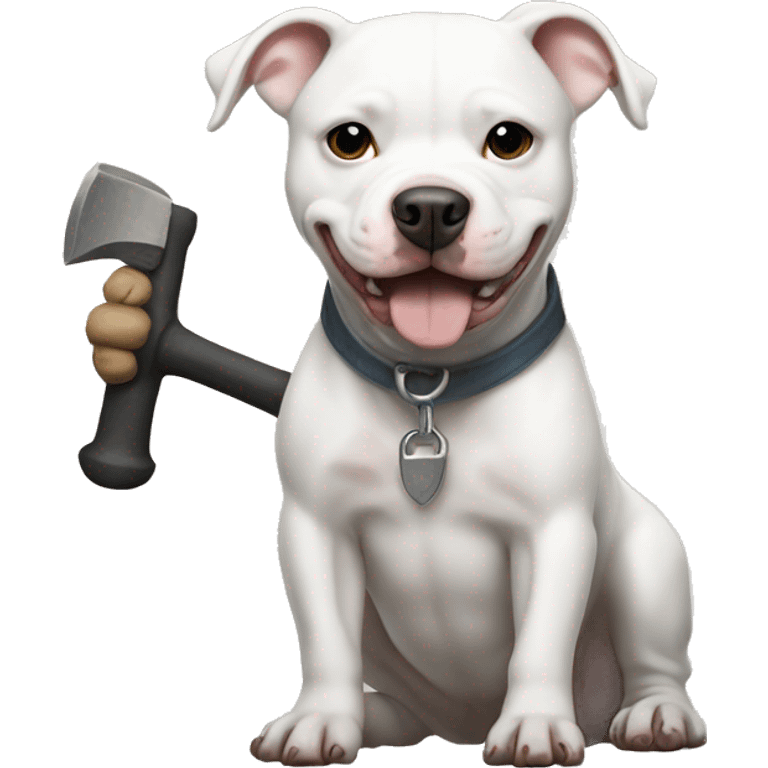 white pitbull holding a hammer emoji