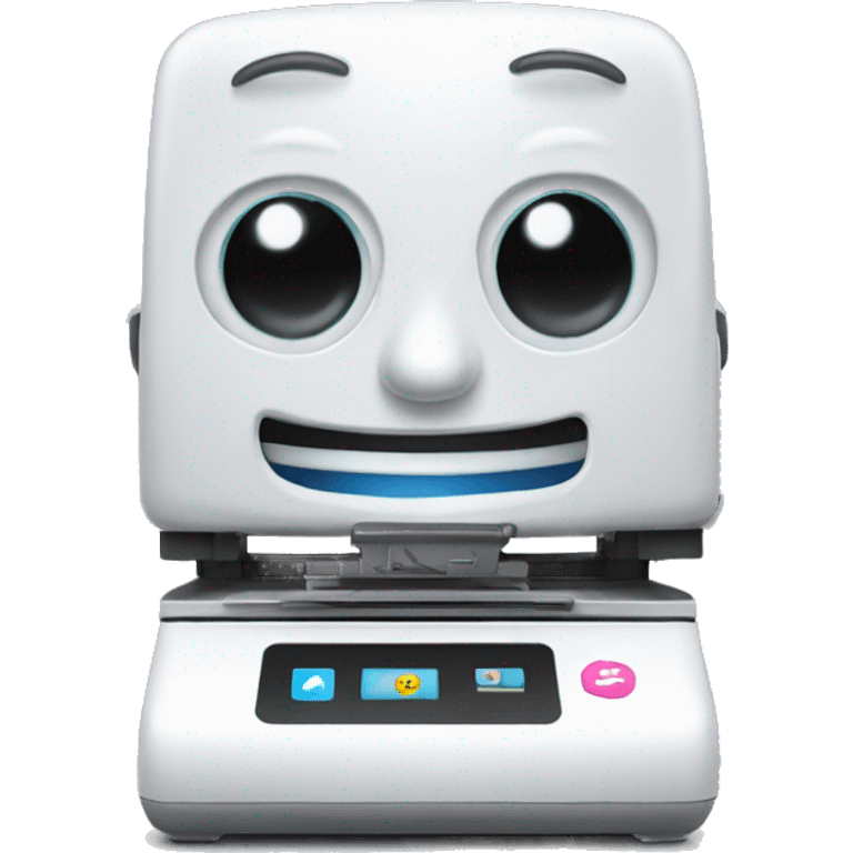 cute 3D printer with two eyes and smile emoji