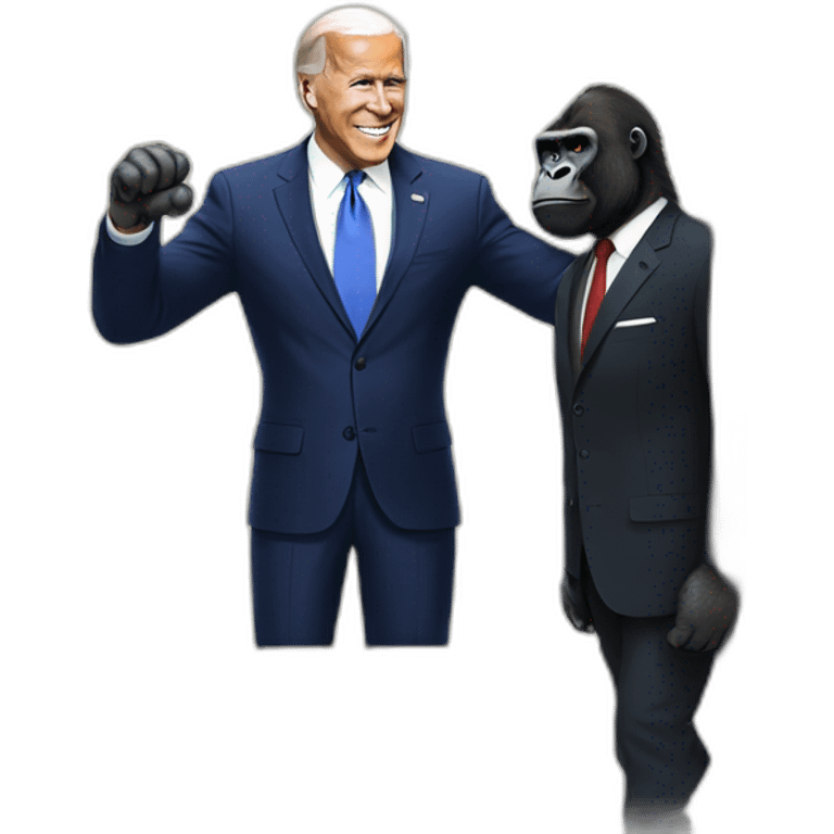 Gorilla wearing a suit meeting Joe Biden emoji