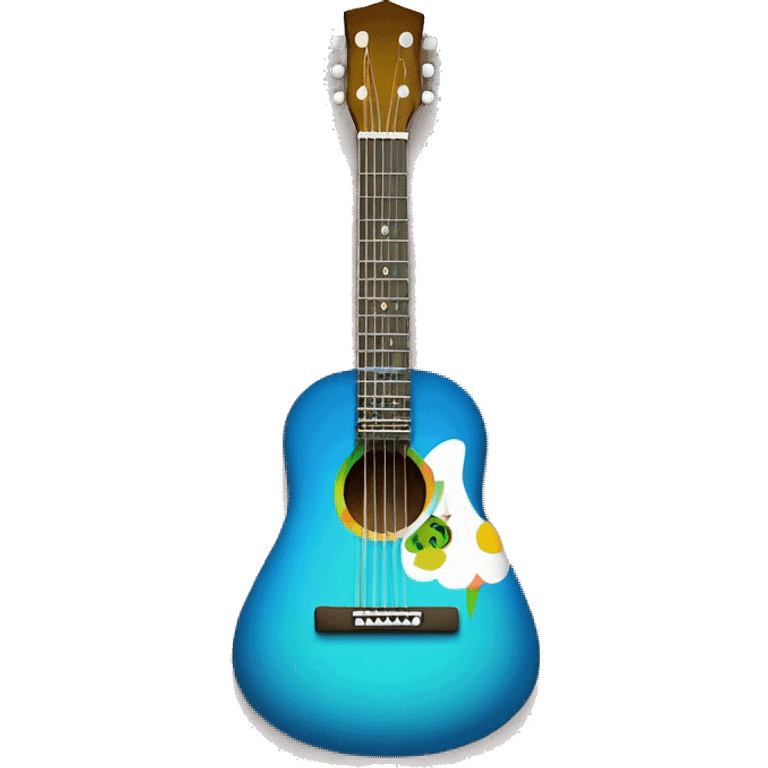 anthropomorphic hippie guitar, showing a sign of peace emoji