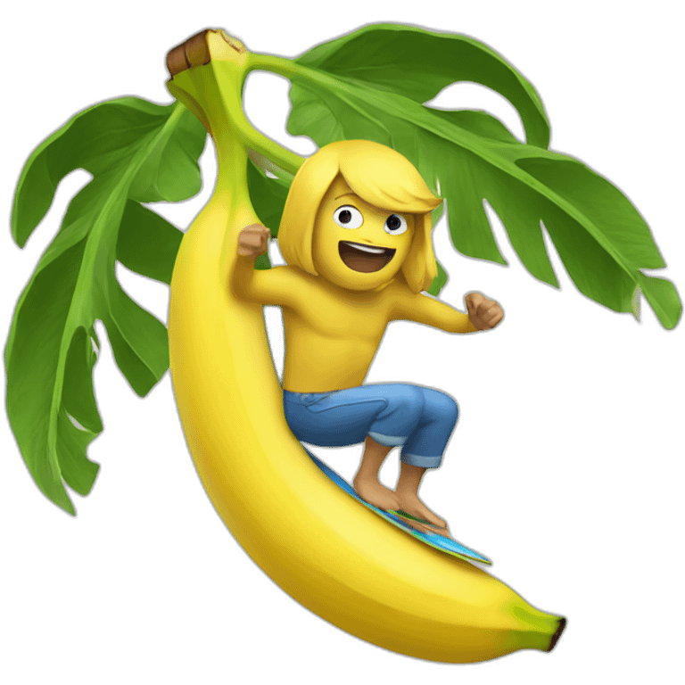 A banana surfing emoji