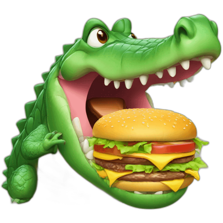 crocodile eating burger emoji