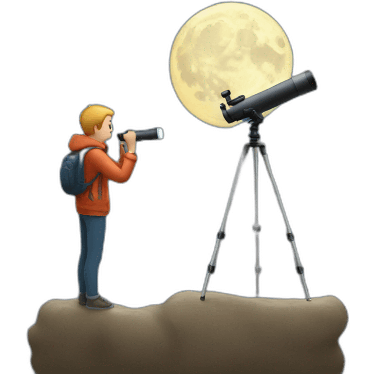 a person looking at the moon using a telescope emoji