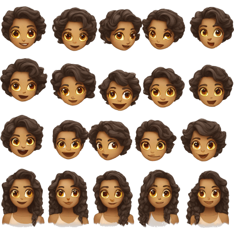 Beautiful girl emoji pack in 20 facial expressions, cute face emoji