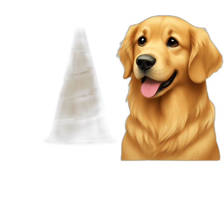 golden retriever with cone emoji