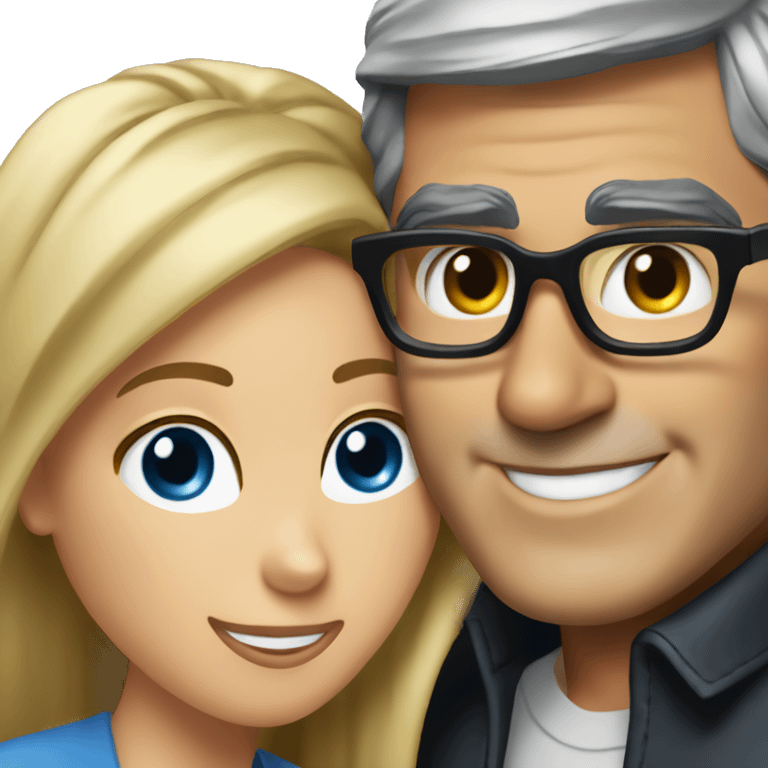 Hug hug George Clooney and blonde woman with blue eyes and glasses  emoji