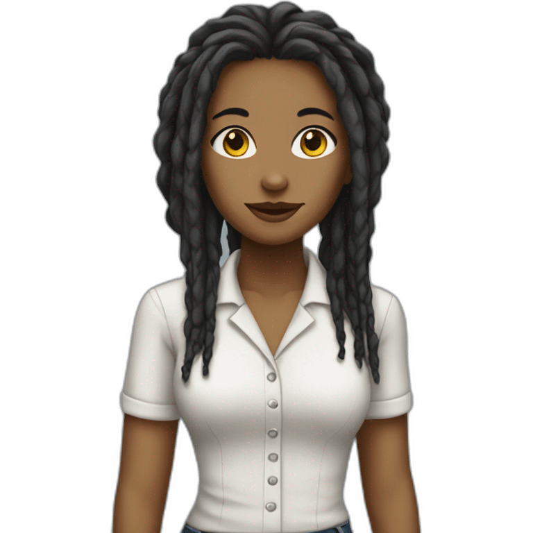 working girl with dreadlocks emoji