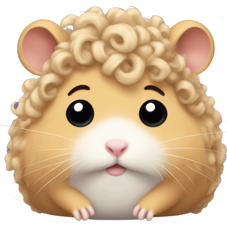 sad hamster with curly hair emoji