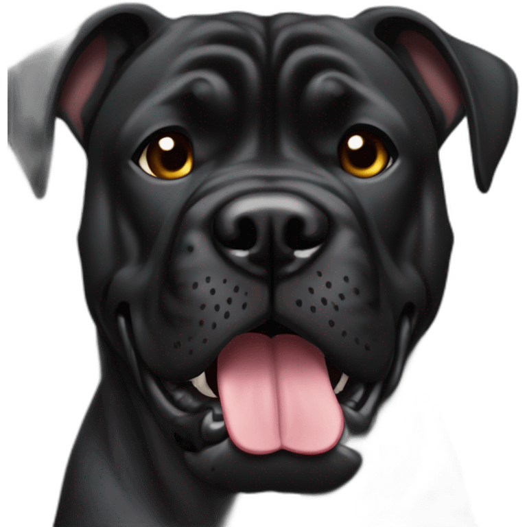 Agresive Full black presa canario dog cropped ears emoji