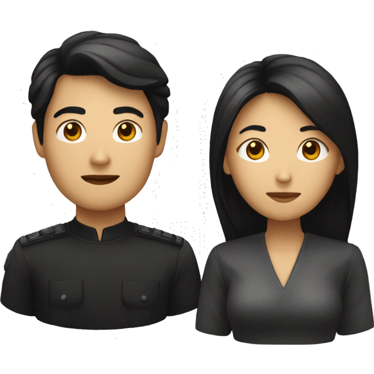 un homme noir foncé et une femme asiatique  emoji