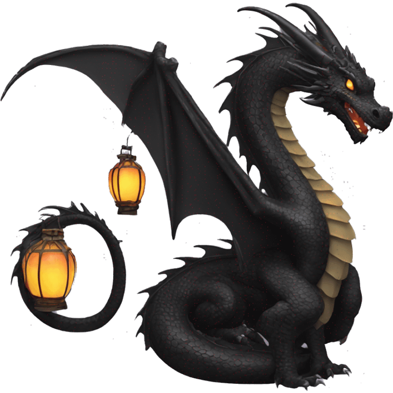 Black Dragon with lanterns on its tail emoji