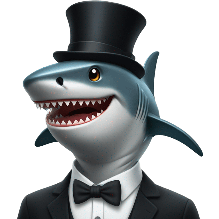 Shark with a top hat emoji