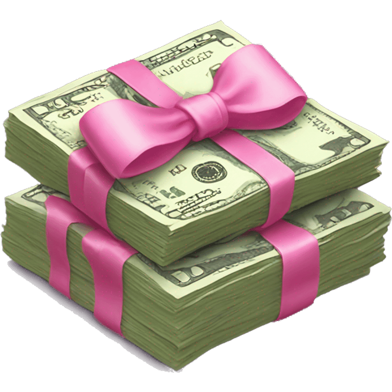 Stack of cash with pink bow emoji