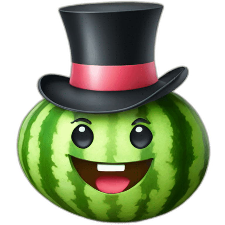 Happy Watermelon slice wearing a top hat emoji