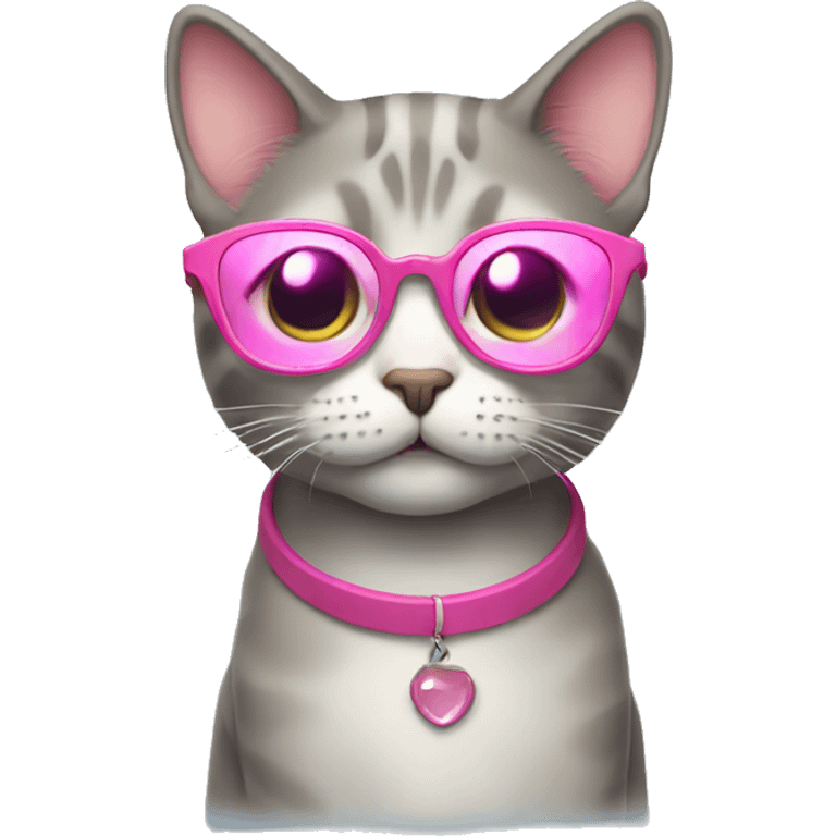 Cat with a pink glasses emoji