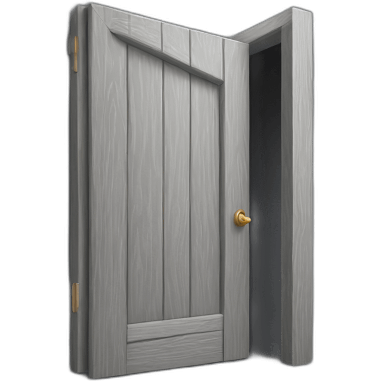 One gray wood open door perspective emoji