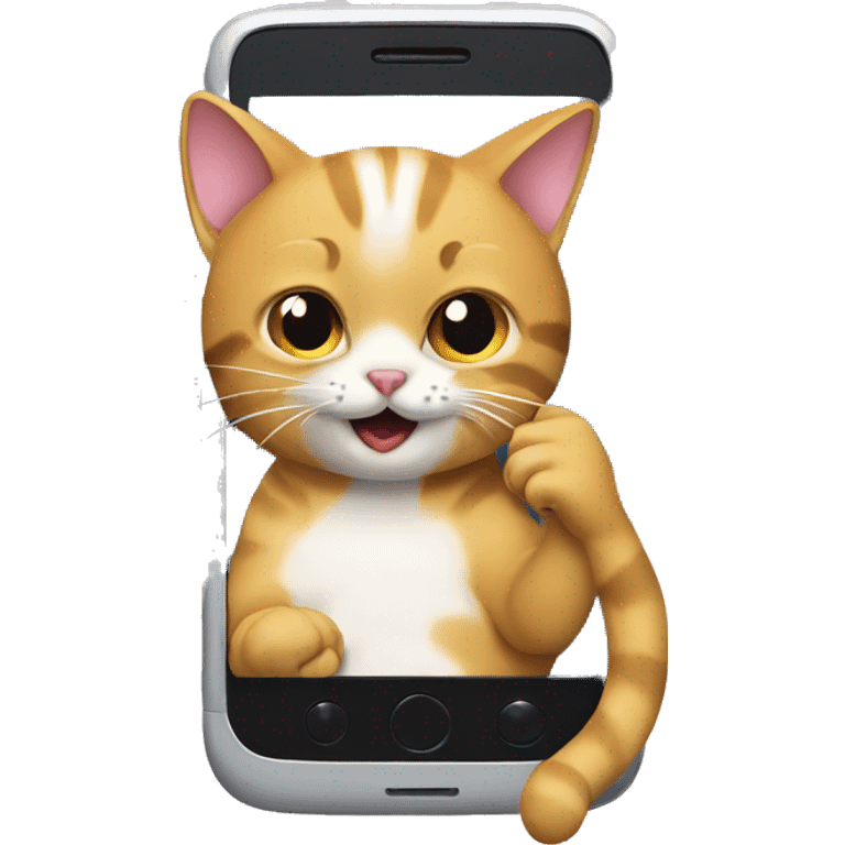 Cat playing on a phone emoji