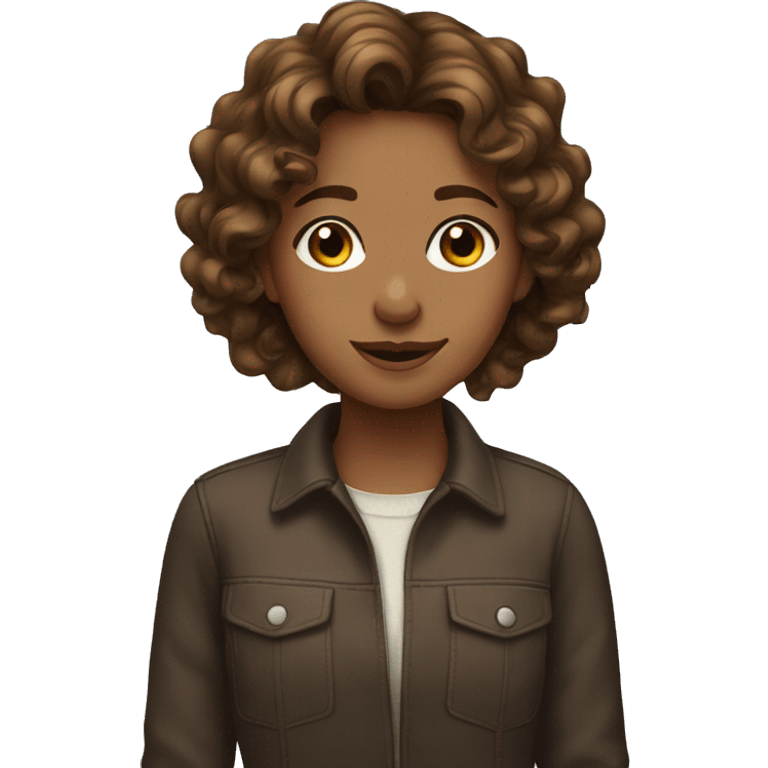 girl with wavy brown hairsyles emoji