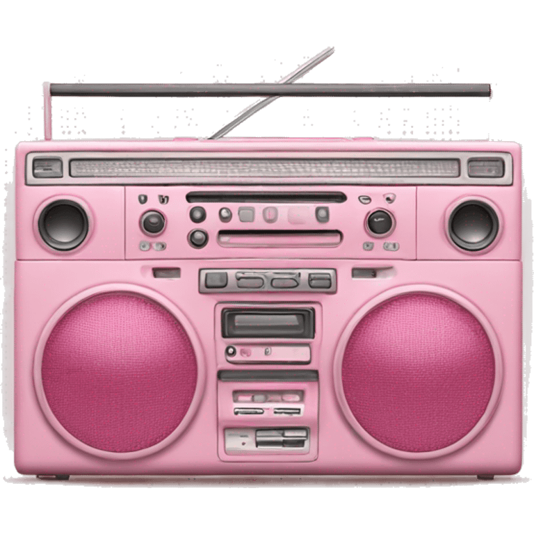 Round light pink boombox with hearts emoji