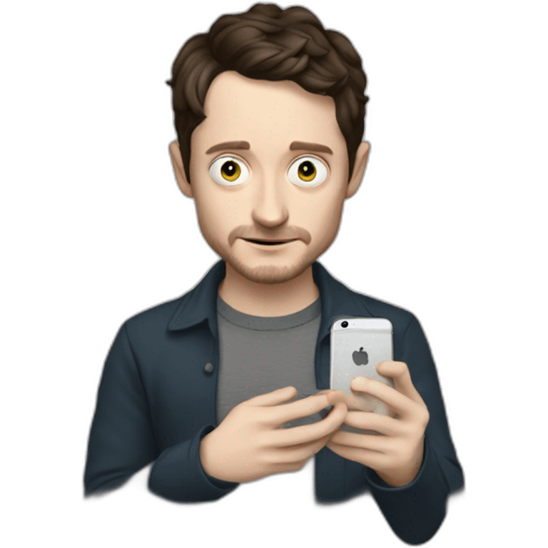 elijah wood with an iphone emoji