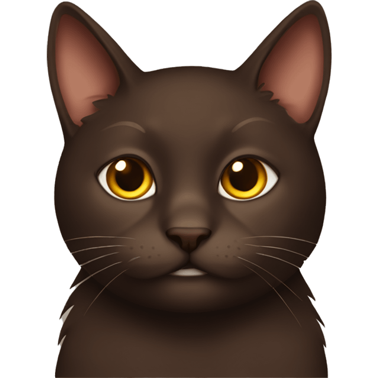 Dark Brown cat with a Brownie emoji