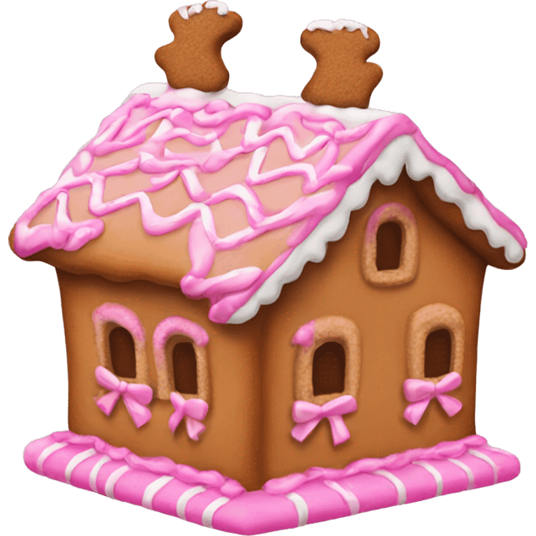 Gingerbread house with a pink bow  emoji