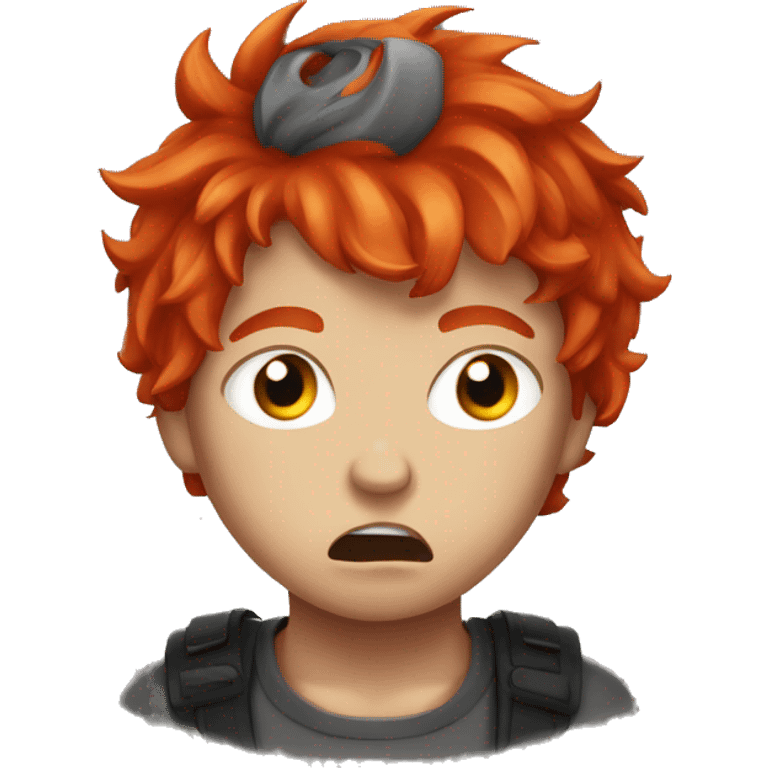 boy whos very angry with bright red hair emoji