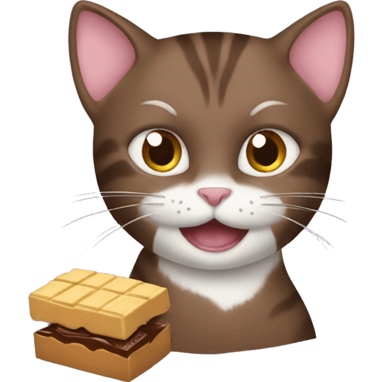 cat eats chocolate emoji