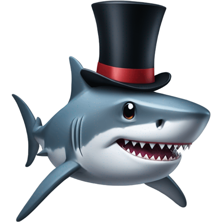 Shark with a top hat emoji