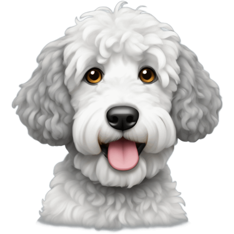 Grey and white bernadoodle emoji