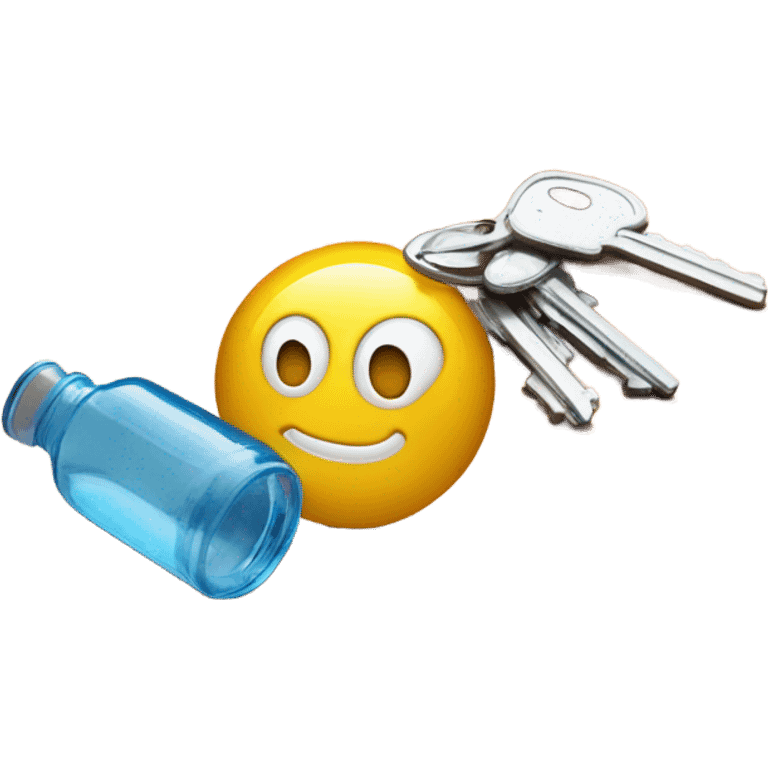 Keys next to water bottle emoji