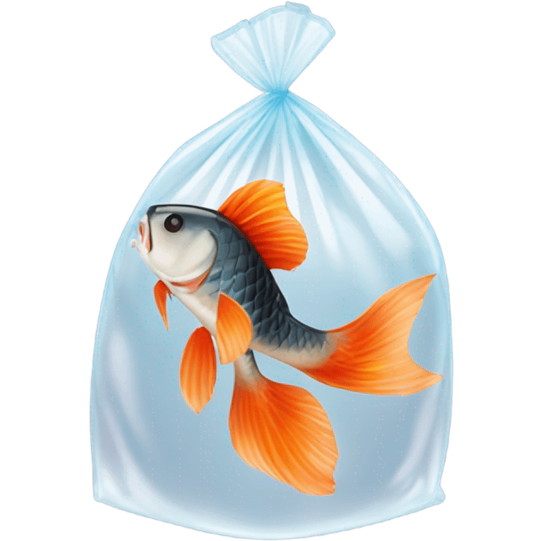 carpa koi in a plastic transparent bag emoji