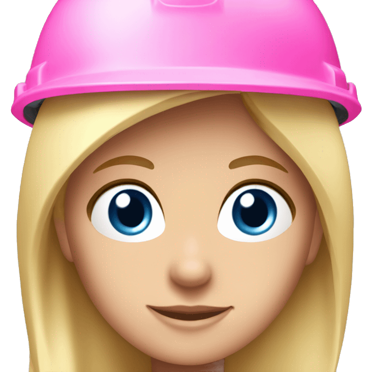 blonde girl blue eyes in a pink construction material helmet emoji