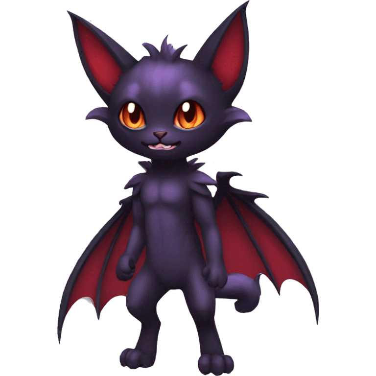 Cute cool dark black red purple bat cat Fakemon full body emoji