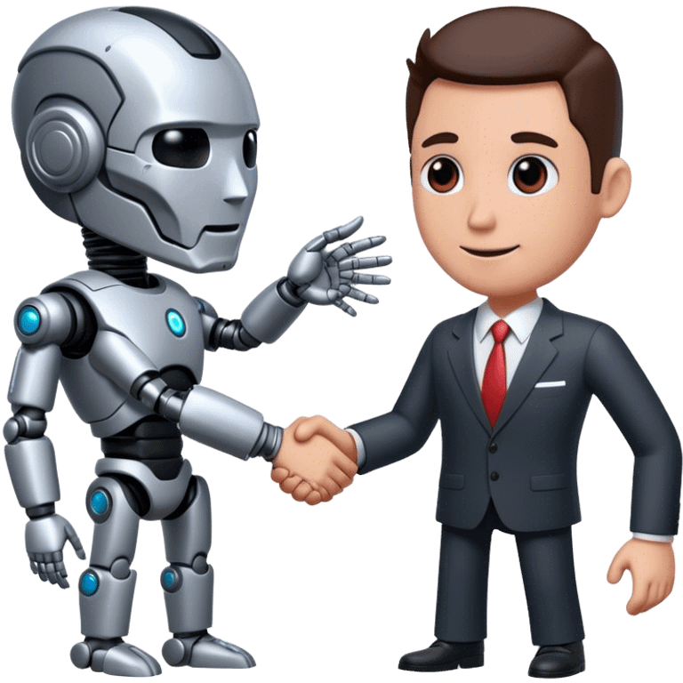 cyborg handshake with business man emoji