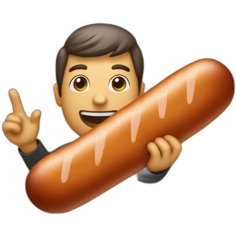 Holding a saussage emoji