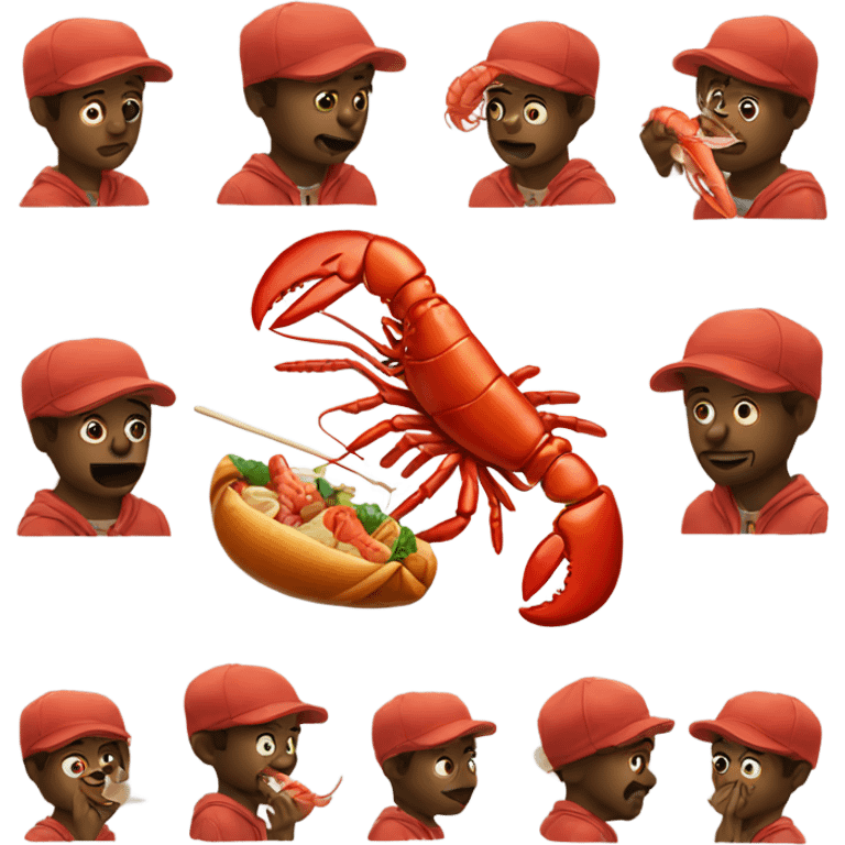 An artist eating a lobster  emoji