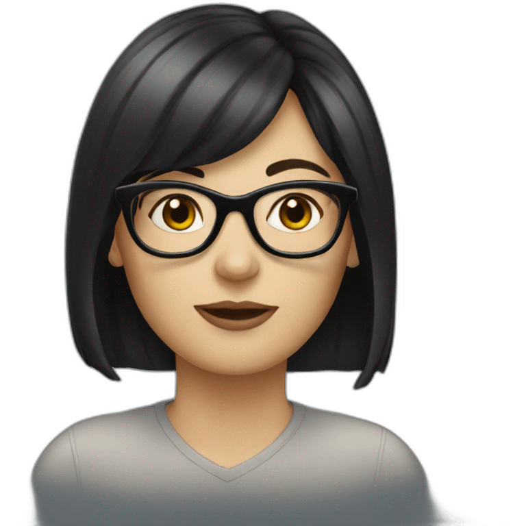 white woman with dark bangs and glasses emoji