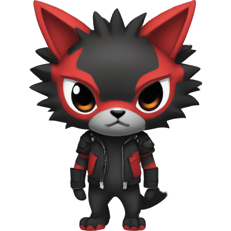 cool edgy black punk red animal hybrid Fakemon full body emoji