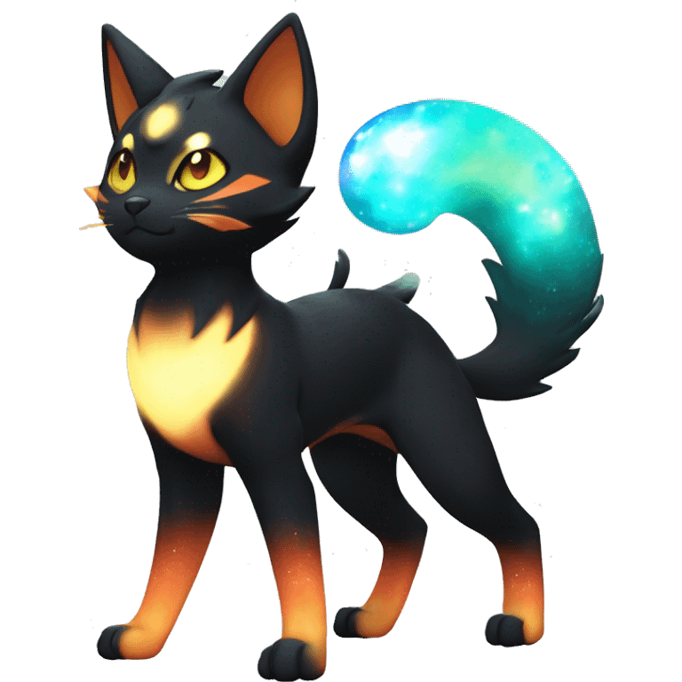 Shiny Sparkly Litten-Umbreon with gradient Nebula-colored markings full body emoji