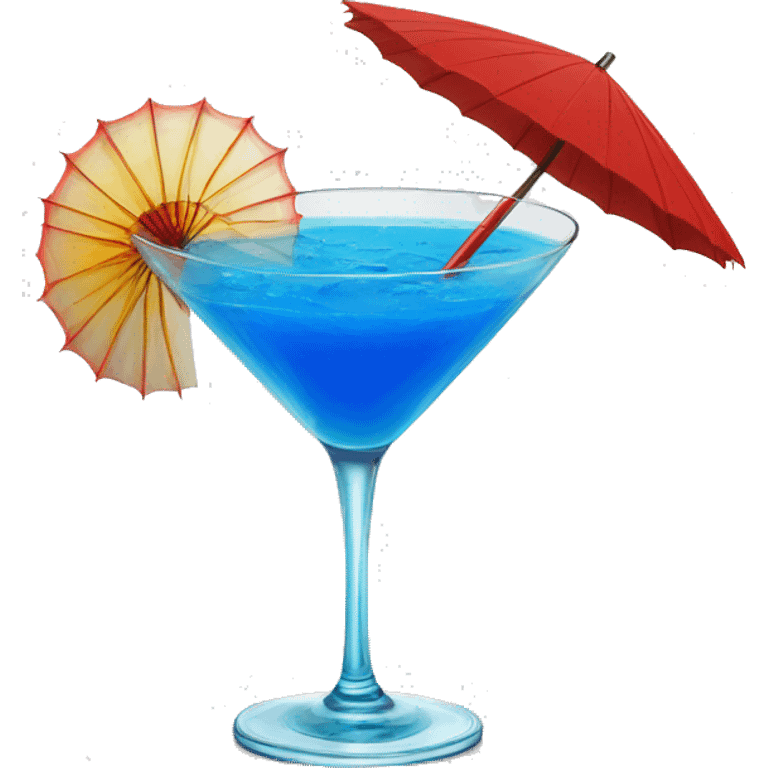 Blue Cocktail with a red parasol on top emoji