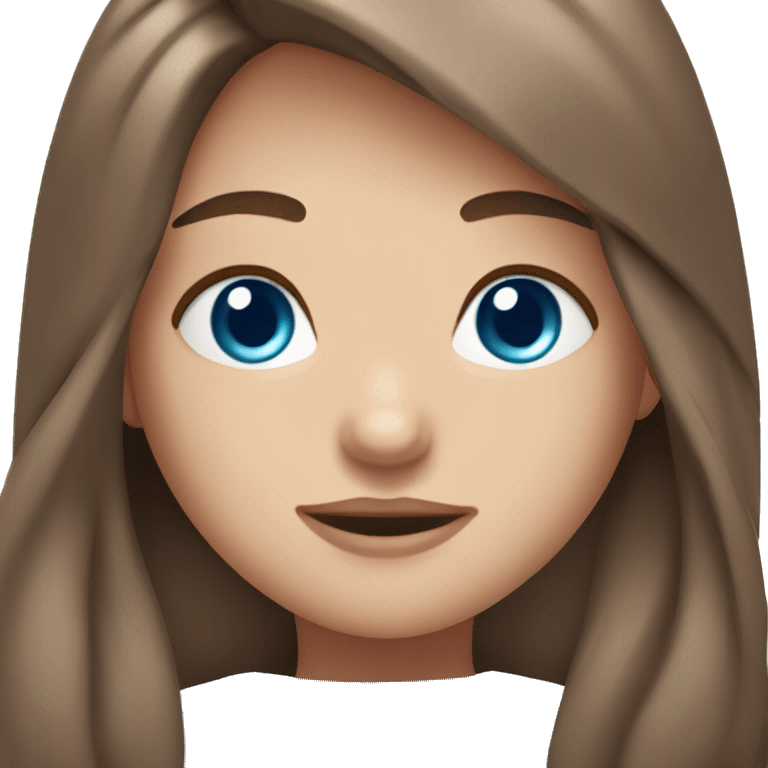 pretty,long brown haired girl, blue eyes,￼ emoji