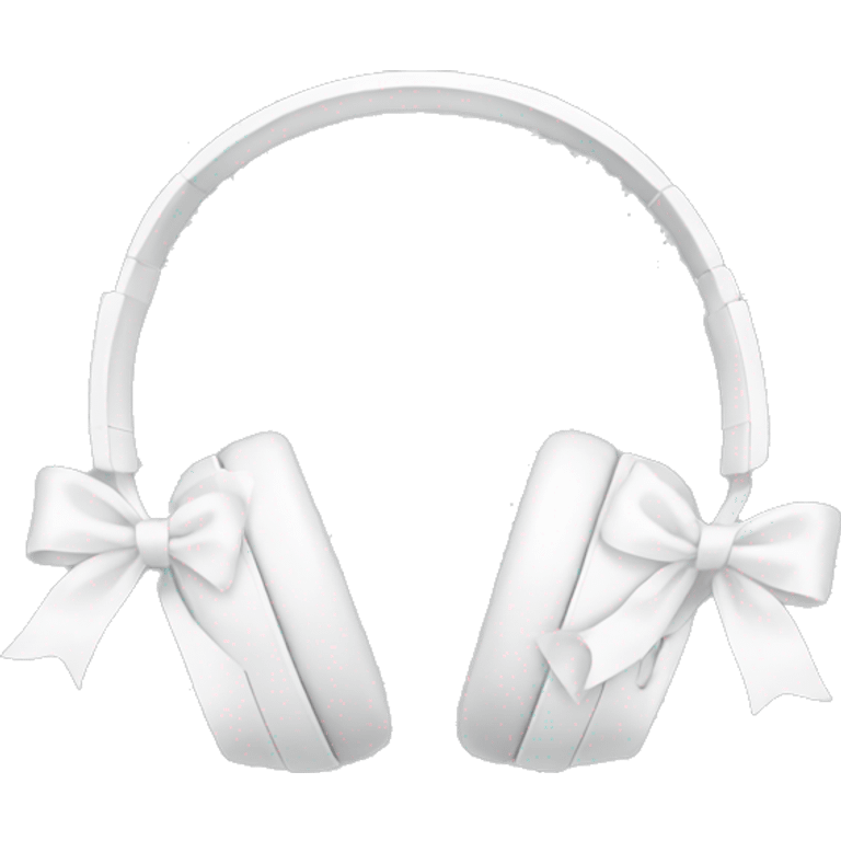 A pair of aesthetic headphones white with bows emoji