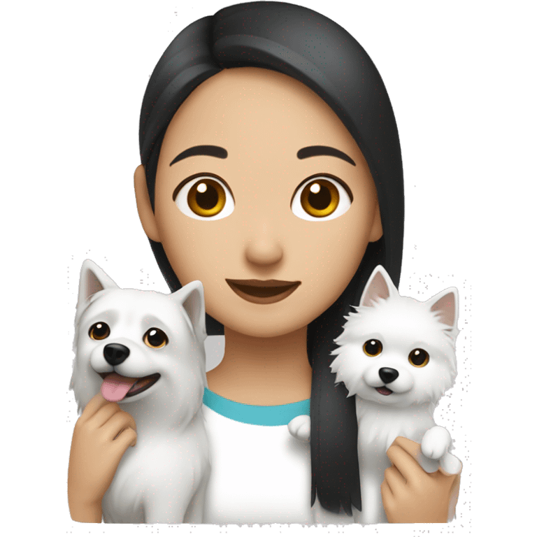 asian girl with Japanese spitz dog emoji