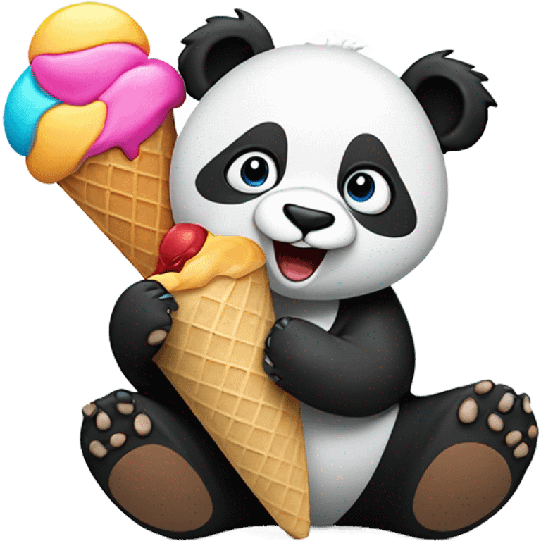 Panda eating ice cream emoji