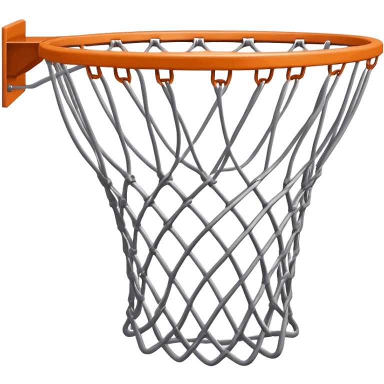 Cinematic Realistic image of a basketball hoop with a detailed metal rim and intricately woven net, captured in dynamic lighting that evokes the charged atmosphere of a competitive court emoji