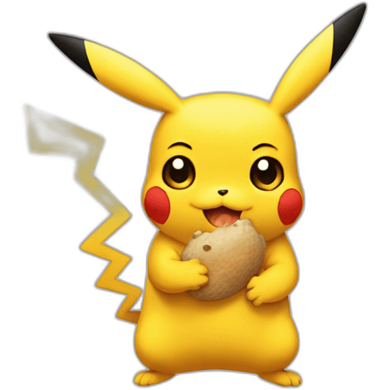 La rana René dándole la mano a pikachu emoji