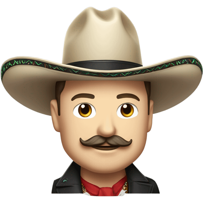  Elon musk eloncho with big mustache and black sombrero mexican hat and Tesla logo red green white Mexican shirt Tesla symbol token emoji